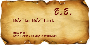 Büte Bálint névjegykártya